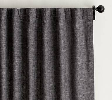 Emery Linen Poletop Blackout Drape, 50 x 108", Charcoal - Image 0