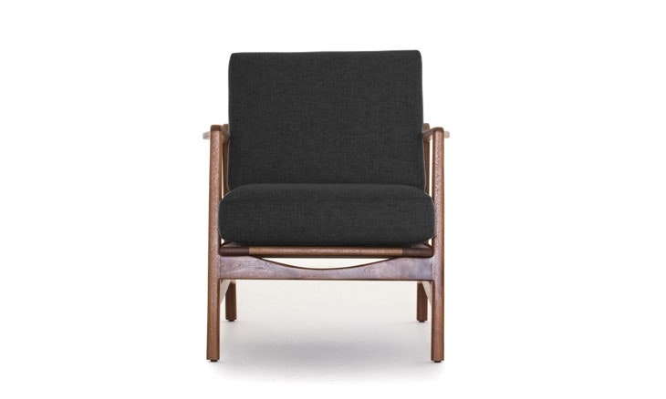 Black Graham Mid Century Modern Chair - Royale Gunmetal - Walnut - Image 1