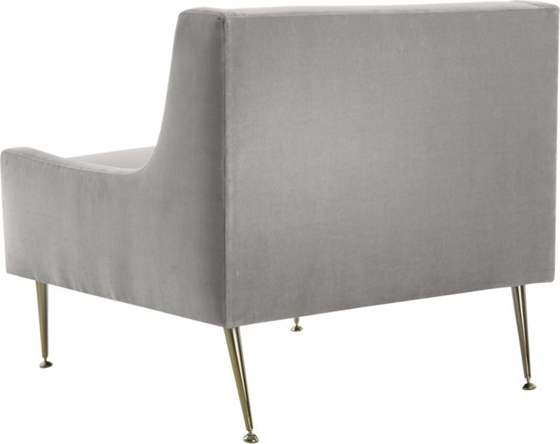 Regent Sharkskin Grey Velvet Wingback Chair with Brass Legs - Image 5
