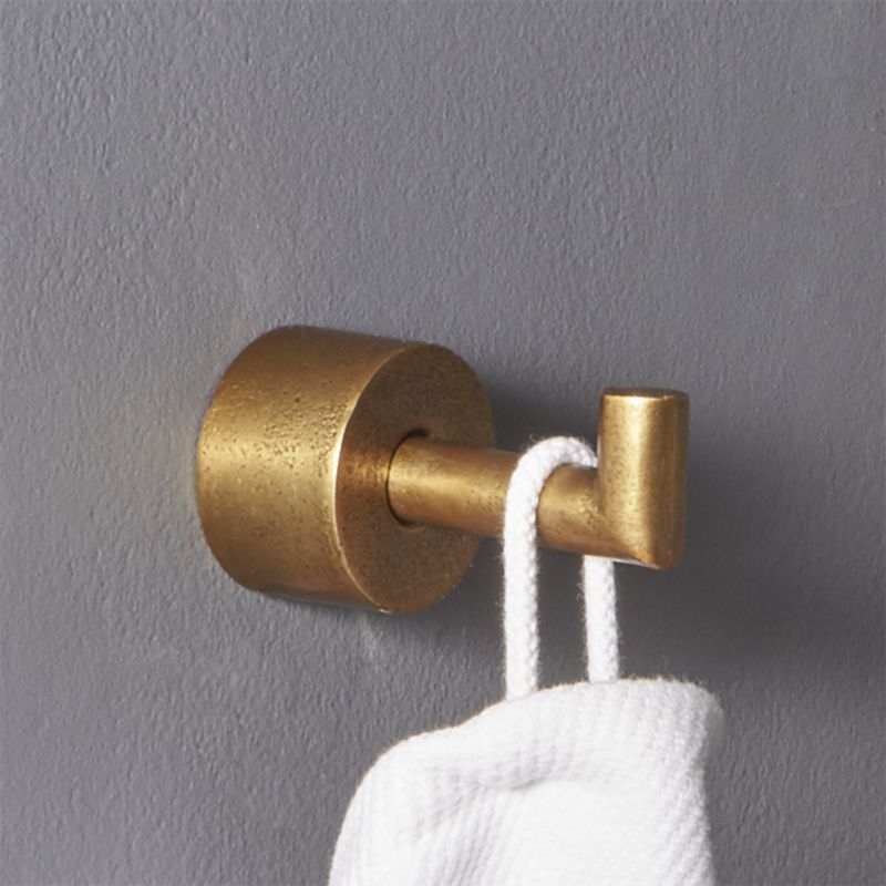 Rough Cast Brass Towel Hook - Image 1