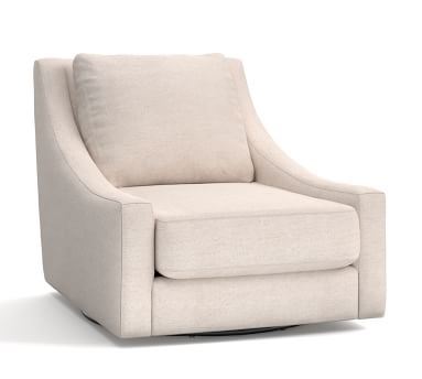 Aiden Upholstered Swivel Armchair, Polyester Wrapped Cushions, Sunbrella(R) Performance Sahara Weave Ivory - Image 1