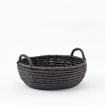 Woven Seagrass Baskets, Black, Round Centerpiece - Image 0