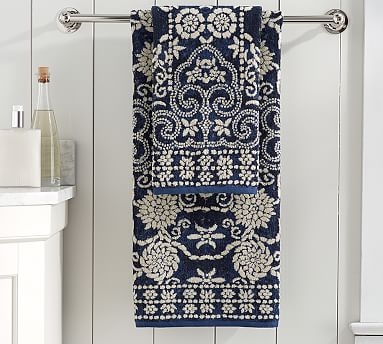 Indah Jacquard Bath Towels, Dark Blue - Image 0