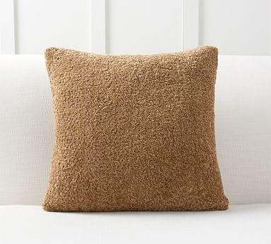 Faux Fur Teddy Pillow Cover, 20", Tobacco - Image 0