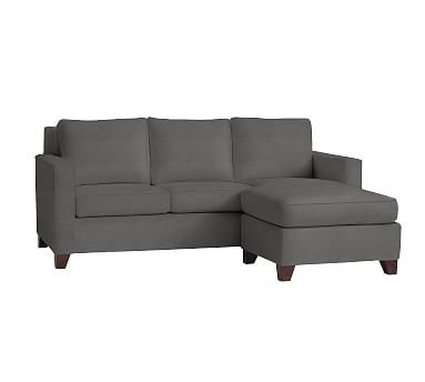 Cameron Square Arm Upholstered Sofa with Reversible Chaise Sectional, Polyester Wrapped Cushions, Basketweave Slub Charcoal - Image 3