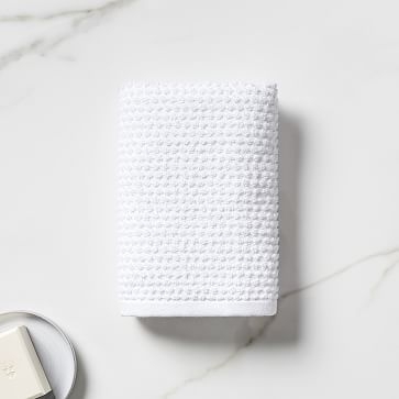 Organic Mini Dot Textured Towel, Hand Towel, White - Image 0