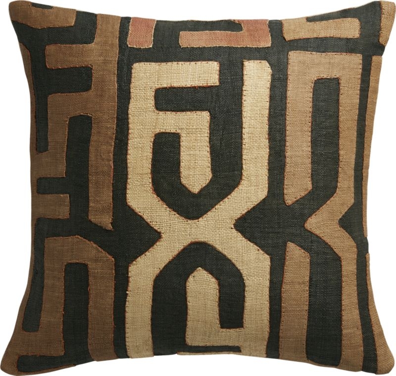 "18"" Dark Kuba Cloth Pillow with Feather-Down Insert" - Image 4