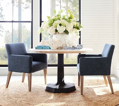 Classic Upholstered Dining Side Chair, Seadrift Legs , Performance Boucle Pebble - Image 4