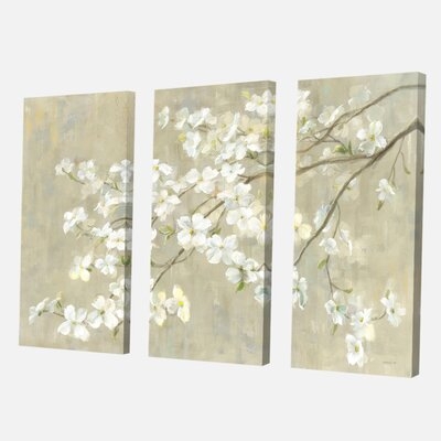 Farmhouse 'Dogwood in Spring Neutral' Painting Multi-Piece Image on Canvas - Image 0