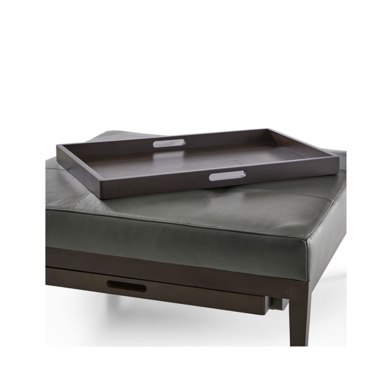 Nash Leather Tufted Square Ottoman with Tray - Image 6
