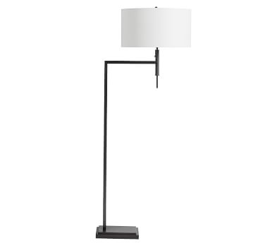 Atticus Metal Sectional Floor Lamp, Nickel with Ivory Shade - Image 2