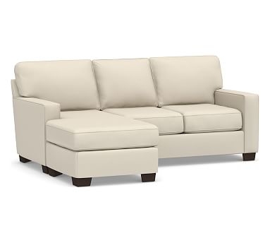 Buchanan Square Arm Upholstered Sofa with Reversible Chaise Sectional, Polyester Wrapped Cushions, Performance Brushed Basketweave Ivory - Image 0