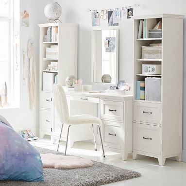 Hampton Smart Storage Desk & Bookcase with Drawers Set, Simply White - Image 1
