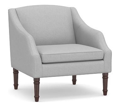 SoMa Emma Upholstered Armchair, Polyester Wrapped Cushions, Brushed Crossweave Light Gray - Image 0