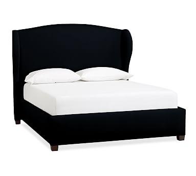 Raleigh Upholstered Wingback Bed without Nailheads, King, Performance Plush Velvet Navy - Image 0