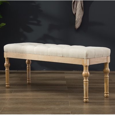 Brockwell Button Tufted Wood Bench - Image 0