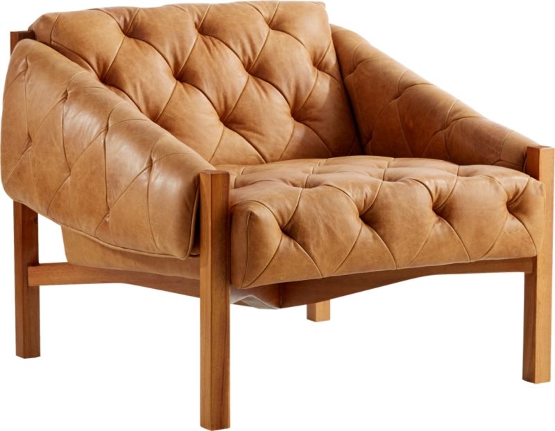 Abruzzo Brown Leather Tufted Chair - Image 3
