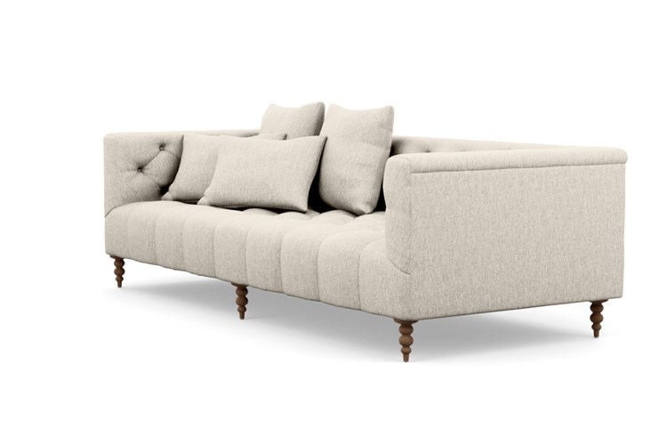 Ms. Chesterfield Sofa with Beige Wheat Fabric and Oiled Walnut legs - Image 4