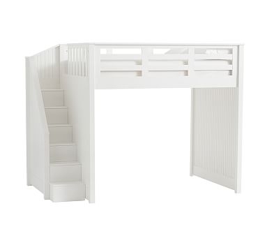 Catalina Stair Loft Bed, Full, Simply White - Image 0
