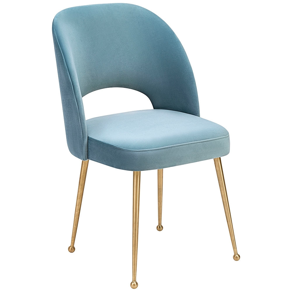 Swell Sea Blue Velvet Dining Chair - Style # 40T44 - Image 0