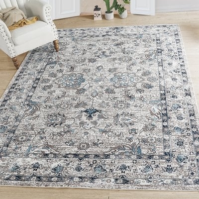 Bluebell Abstract Distressed Gray/Blue Area Rug - Image 0