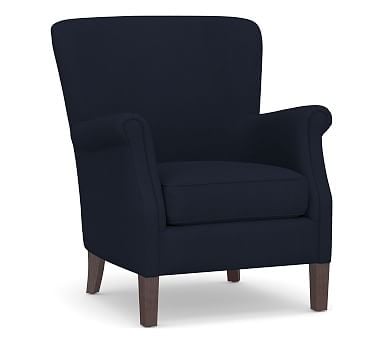 SoMa Minna Upholstered Armchair, Polyester Wrapped Cushions, Twill Cadet Navy - Image 0