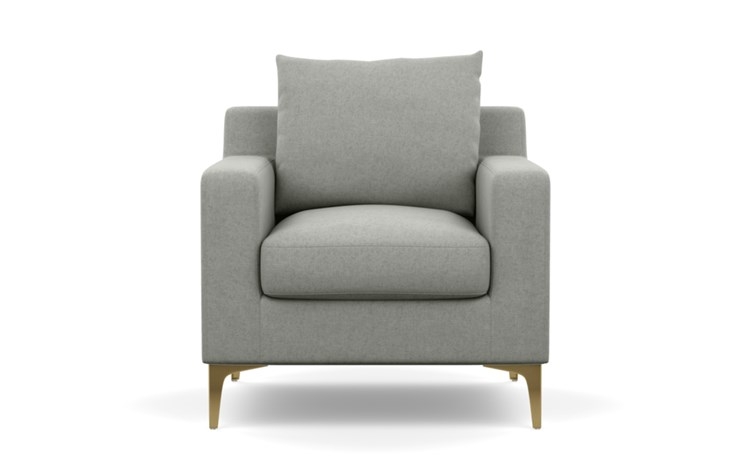 Sloan Petite Chair with Ecru Fabric and Brass Plated legs - Image 1