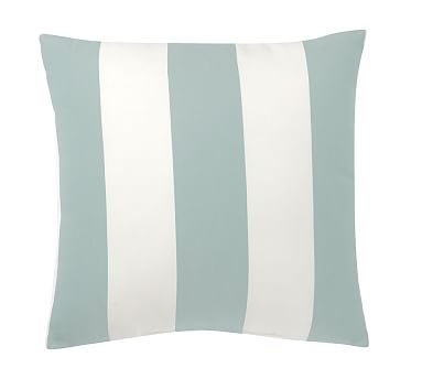Sunbrella(R), Awning Striped Outdoor Pillow, 18", Spa Blue - Image 0