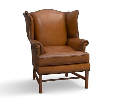 Thatcher Leather Armchair, Polyester Wrapped Cushions, Leather Burnished Bourbon - Image 0