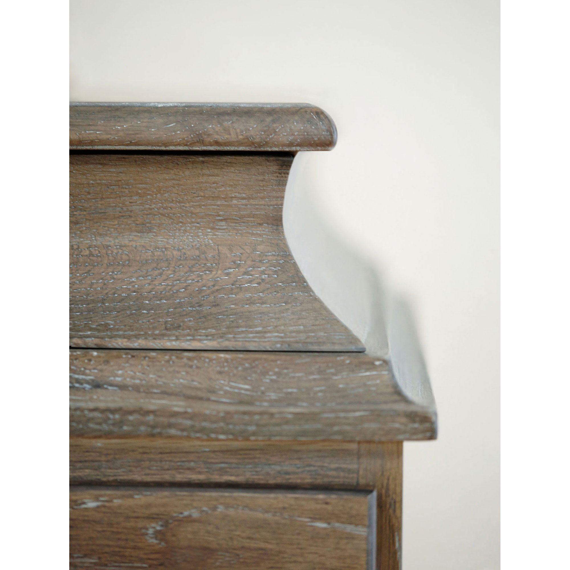 Marietta French Country Antique Oak Curved Nightstand - Image 1