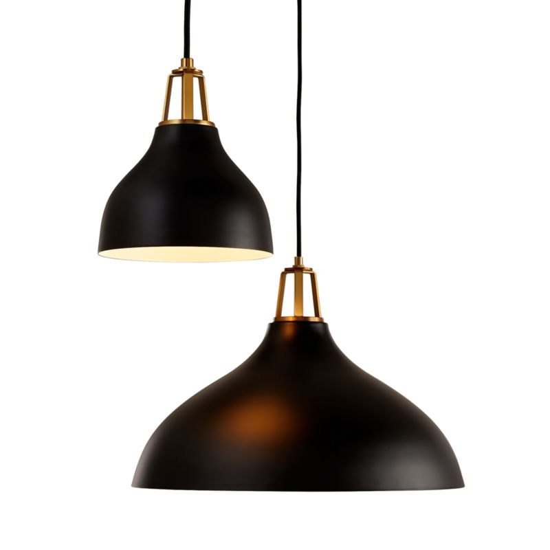 Maddox Black Bell Large Pendant Light with Brass Socket - Image 6