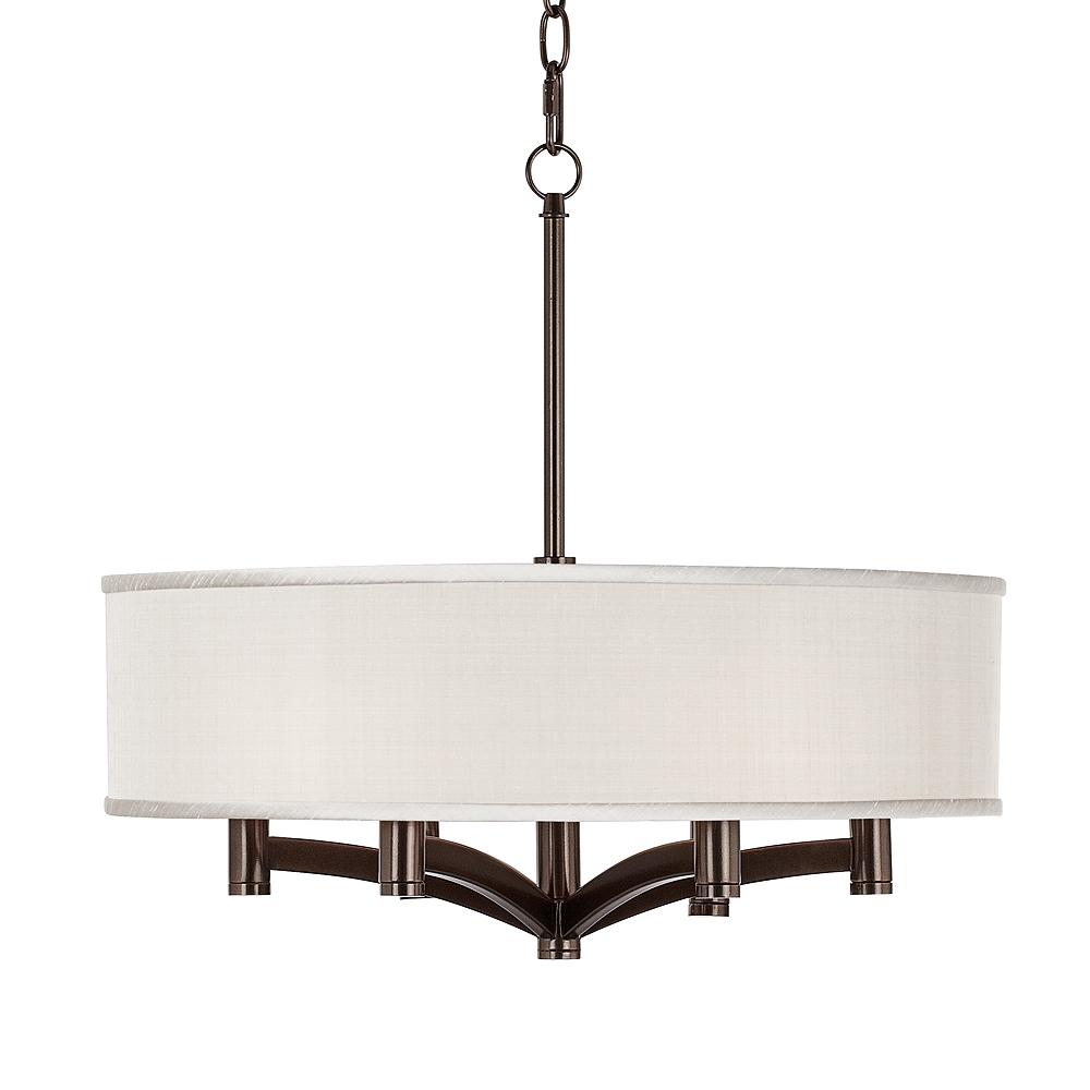 Possini Euro Ava 20" Cream Shade 6-Light Bronze Pendant Chandelier - Image 0