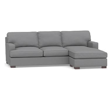 Townsend Square Arm Upholstered Sofa with Reversible Storage Chaise Sectional, Polyester Wrapped Cushions, Textured Twill Light Gray - Image 0