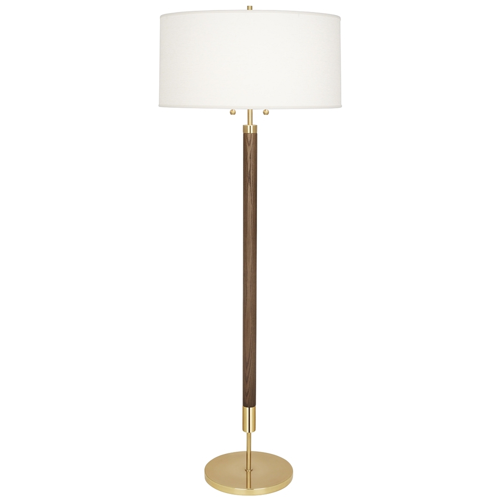 Robert Abbey Dexter Modern Brass with Walnut Floor Lamp - Style # 71J93 - Image 0
