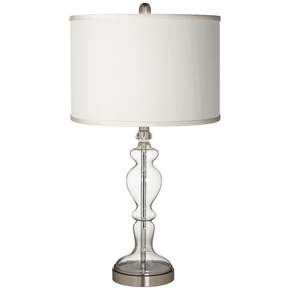 Possini Euro 28" Cream Faux Silk Shade Apothecary Glass Table Lamp - Image 0