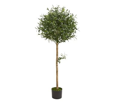 Faux Olive Topiary Tree, 5' - Image 1