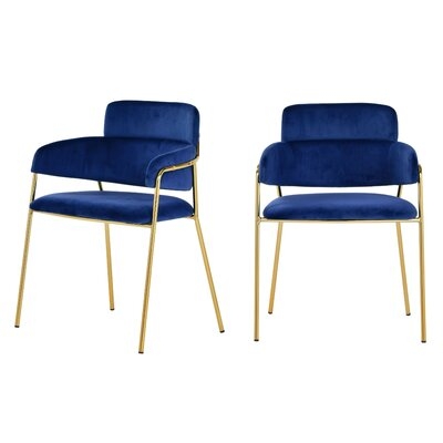 Wendell Modern Blue Velvet & Gold Dining Chair (Set of 2) - Image 0