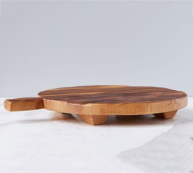Reclaimed Wood Oversized Footed Serving Board, Round - Image 0