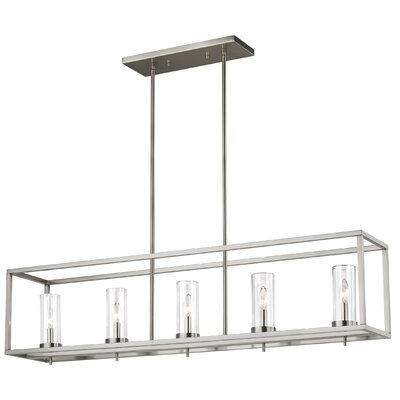 Tallapoosa 5-Light Rectangle Chandelier, brushed nickel, bulb included - Image 0