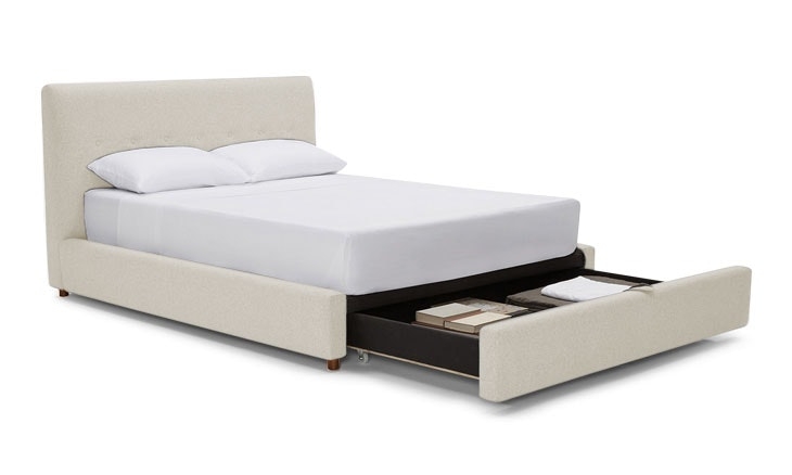 White Alvin Mid Century Modern Storage Bed - Tussah Snow - Medium - Cal King - Image 1
