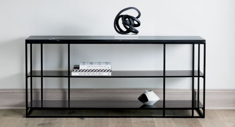 Caged Black Marble Media Console - Image 1