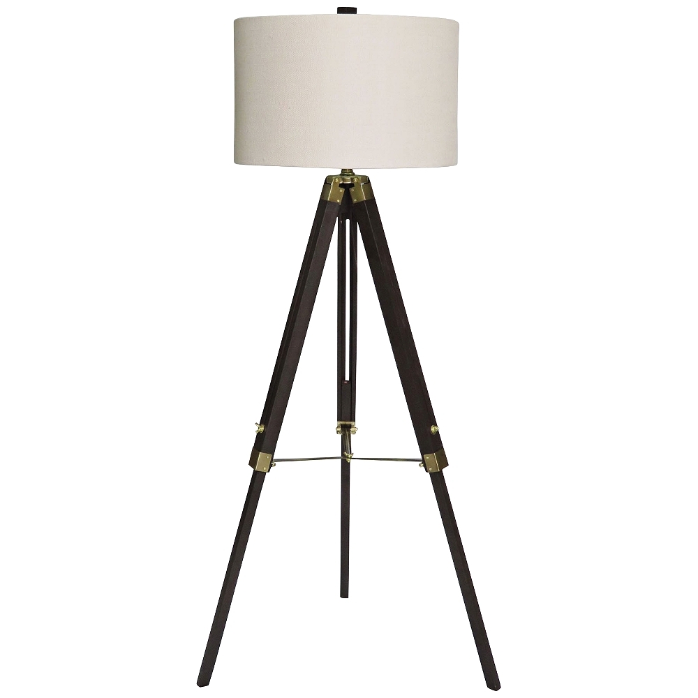 Manda Weathered Espresso and Antique Brass Tripod Floor Lamp - Style # 41T26 - Image 0