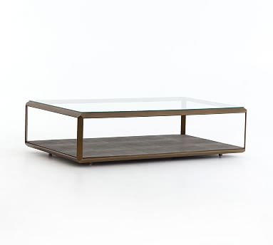 Doncaster Shagreen Coffee Table, Brown/Brass, 56"L - Image 1