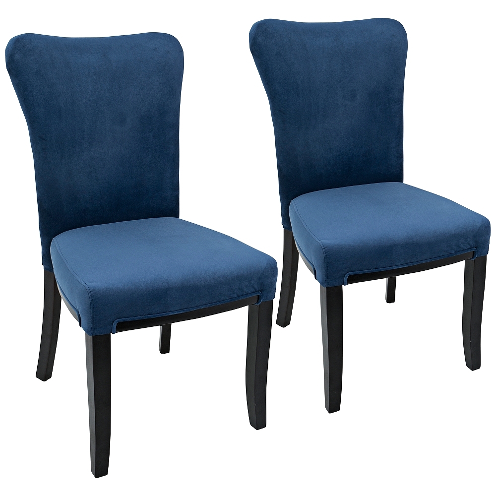 Olivia Navy Blue Velvet Dining Chair Set of 2 - Style # 32Y98 - Image 0