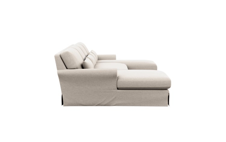 Maxwell U-Sectional with Linen Fabric and Oiled Walnut with Brass Cap legs - Image 1