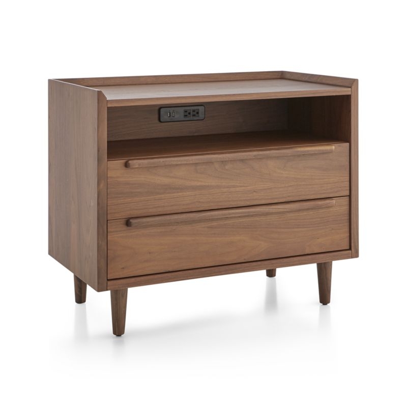 Tate 2-Drawer Midcentury Nightstand with Power Outlet, Restock in early May, 2022. - Image 2
