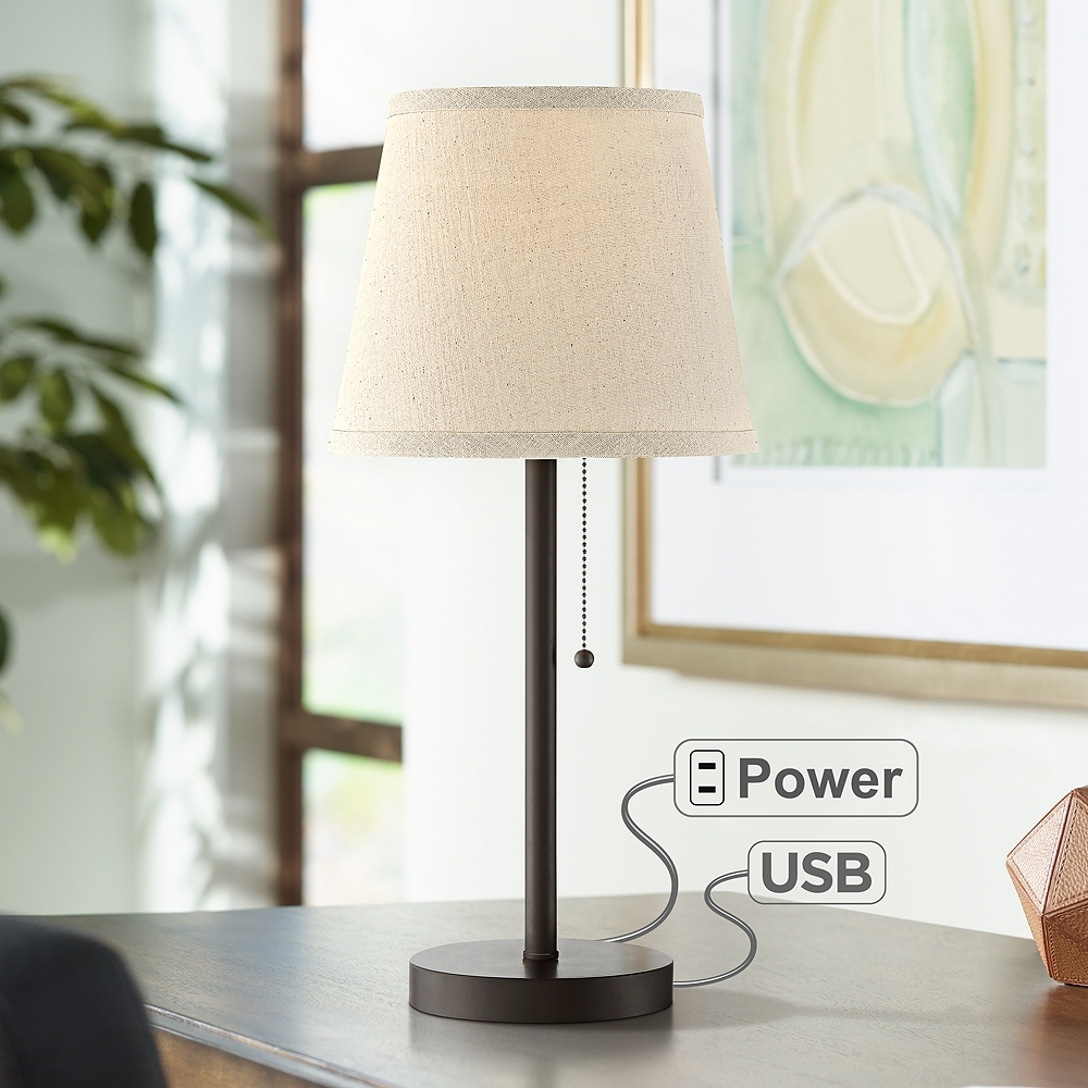 Flesner Bronze 20" High Accent Table Lamp with USB Port - Image 0