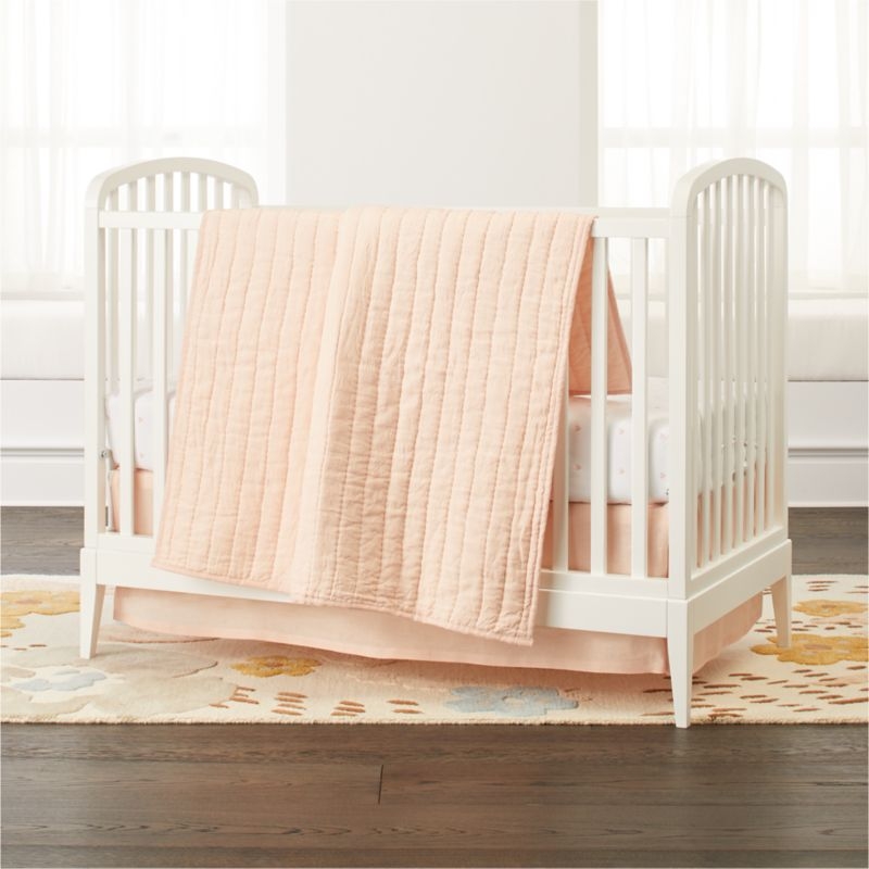 Linen Light Pink Crib Skirt - Image 1