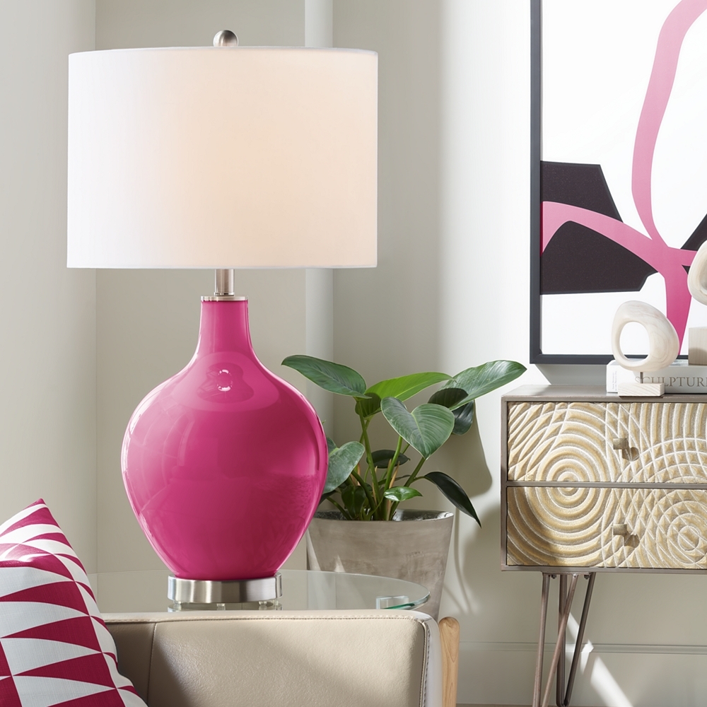Color Plus Ovo 28 1/2" High Vivacious Pink  Glass Table Lamp - Image 0