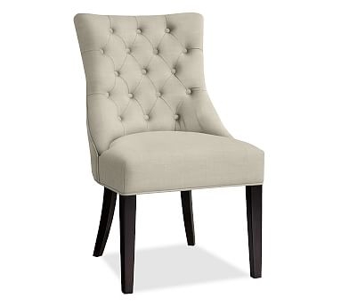 Hayes Tufted Dining Side Chair, Mahogany Frame, Premium Performance Basketweave Oatmeal - Image 0
